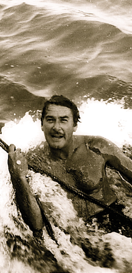 Errol Flynn swimming